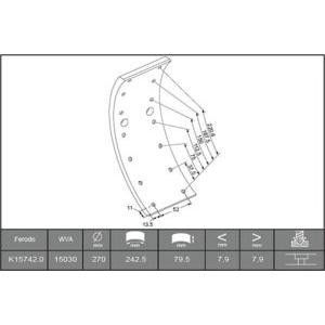 комплект феродо за накладки, барабанни спирачки FERODO K15742.0-F3549 