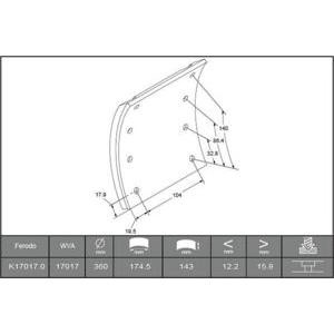 комплект феродо за накладки, барабанни спирачки FERODO K17017.0-F3661 
