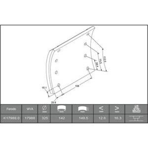 комплект феродо за накладки, барабанни спирачки FERODO K17988.0-F3661 