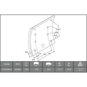 комплект феродо за накладки, барабанни спирачки FERODO K19486.0-F3672 