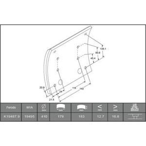 комплект феродо за накладки, барабанни спирачки FERODO K19487.0-F3672 