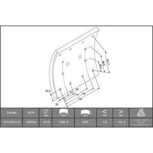 комплект феродо за накладки, барабанни спирачки FERODO K19553.0-F3656 