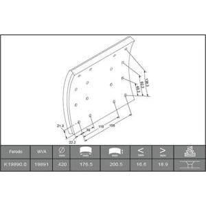 комплект феродо за накладки, барабанни спирачки FERODO K19890.0-F3658 