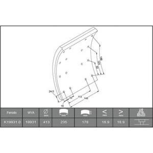 комплект феродо за накладки, барабанни спирачки FERODO K19931.0-F3653