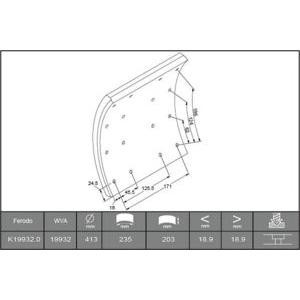 комплект феродо за накладки, барабанни спирачки FERODO K19932.0-F3745 