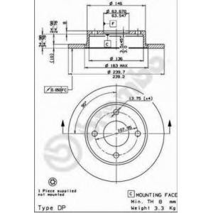 спирачен диск BREMBO 08.5164.24