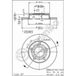 спирачен диск BREMBO 08.5213.20 
