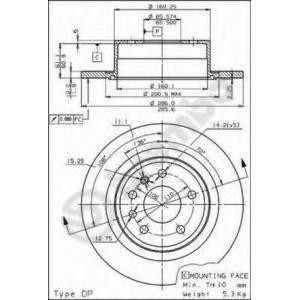 спирачен диск BREMBO 08.5891.10