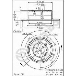 спирачен диск BREMBO 08.7014.10 