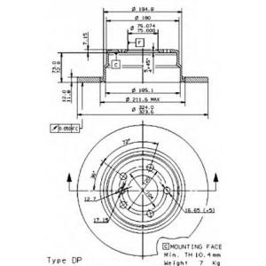спирачен диск BREMBO 08.7019.80 