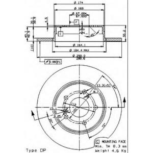 спирачен диск BREMBO 08.7211.20 