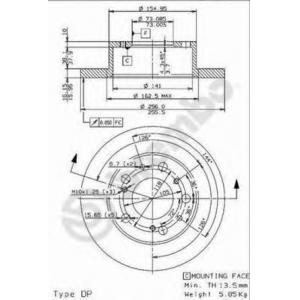 спирачен диск BREMBO 08.9601.14 