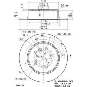 спирачен диск BREMBO 08.A150.11