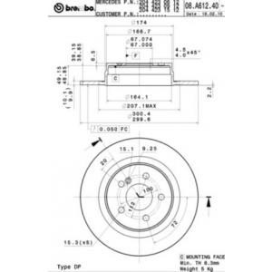 спирачен диск BREMBO 08.A612.41