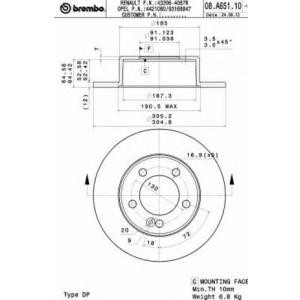 спирачен диск BREMBO 08.A651.10