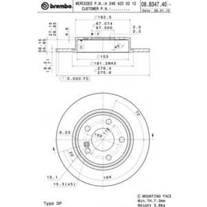 спирачен диск BREMBO 08.B347.40