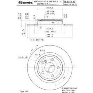 спирачен диск BREMBO 08.B348.41