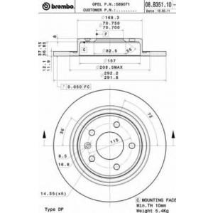спирачен диск BREMBO 08.B351.11