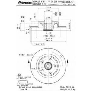спирачен диск BREMBO 08.B394.17