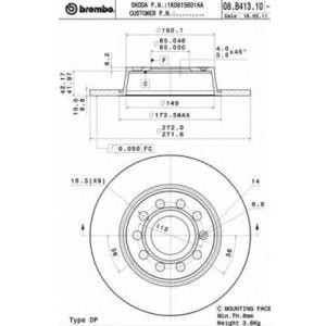 спирачен диск BREMBO 08.B413.10