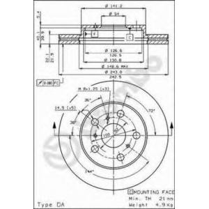 спирачен диск BREMBO 09.3022.10 