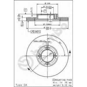 спирачен диск BREMBO 09.5019.10 