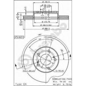 спирачен диск BREMBO 09.5254.10