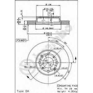 спирачен диск BREMBO 09.5285.10