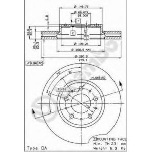 спирачен диск BREMBO 09.5568.21 