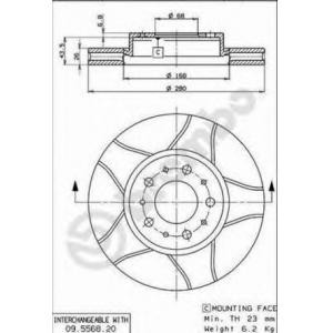 спирачен диск BREMBO 09.5568.76 