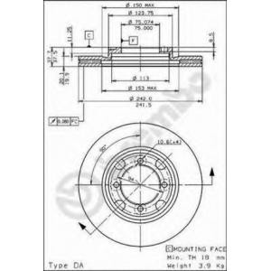 спирачен диск BREMBO 09.5654.10 