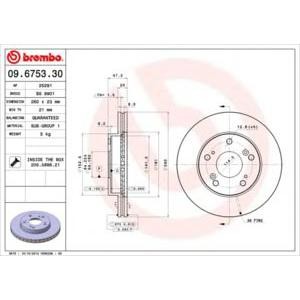 спирачен диск BREMBO 09.6753.30