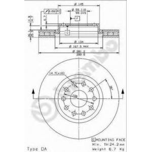 спирачен диск BREMBO 09.6767.14 