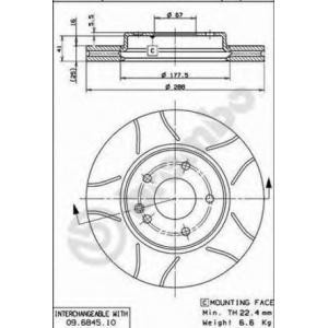 спирачен диск BREMBO 09.6845.75 