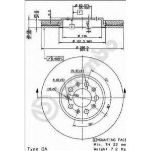 спирачен диск BREMBO 09.7010.20 