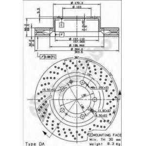 спирачен диск BREMBO 09.8421.10 
