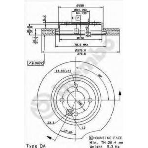 спирачен диск BREMBO 09.8655.10 