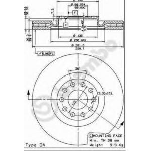 спирачен диск BREMBO 09.8689.11