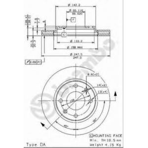 спирачен диск BREMBO 09.9610.14