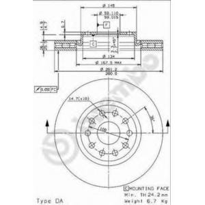 спирачен диск BREMBO 09.9632.14