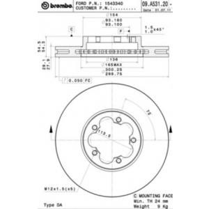 спирачен диск BREMBO 09.A531.20