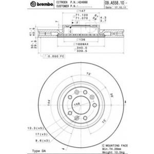 спирачен диск BREMBO 09.A558.10