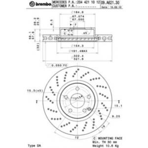 спирачен диск BREMBO 09.A621.31
