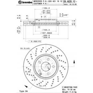спирачен диск BREMBO 09.A828.11