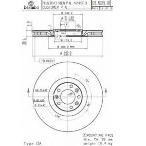 спирачен диск BREMBO 09.A829.10