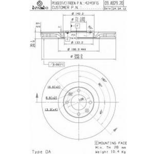 спирачен диск BREMBO 09.A829.21