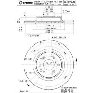 спирачен диск BREMBO 09.B270.10
