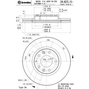 спирачен диск BREMBO 09.B272.10