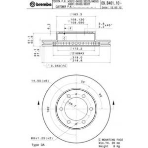 спирачен диск BREMBO 09.B461.11