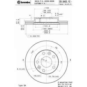 спирачен диск BREMBO 09.B463.10
